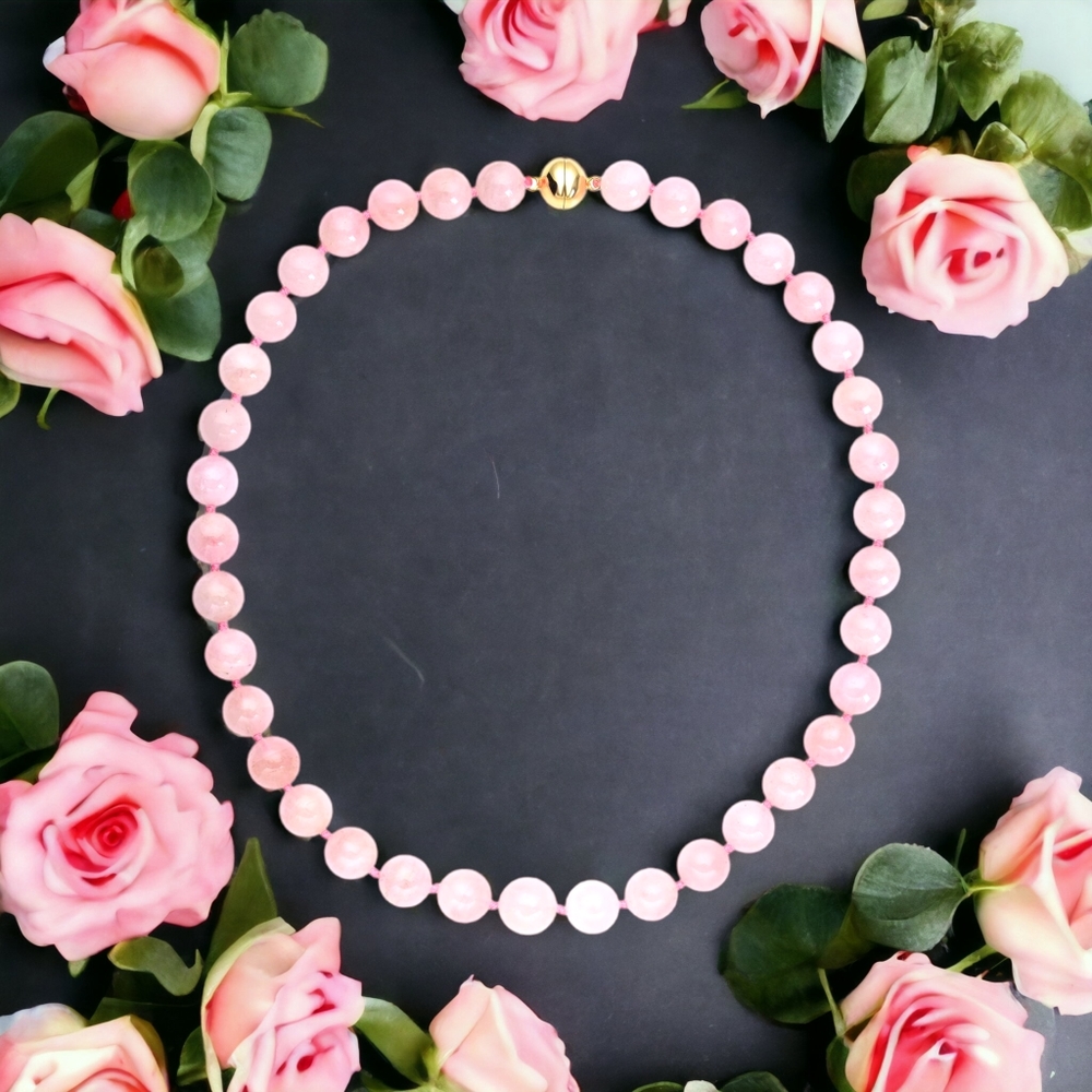 🔥PRICE DROP🔥RARE PINK MORGANITE BEADED NECKLACE IN 14KT OVER STERLING SILVER
